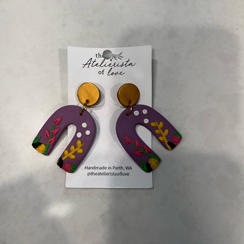 Purple and Gold Handmade Earrings